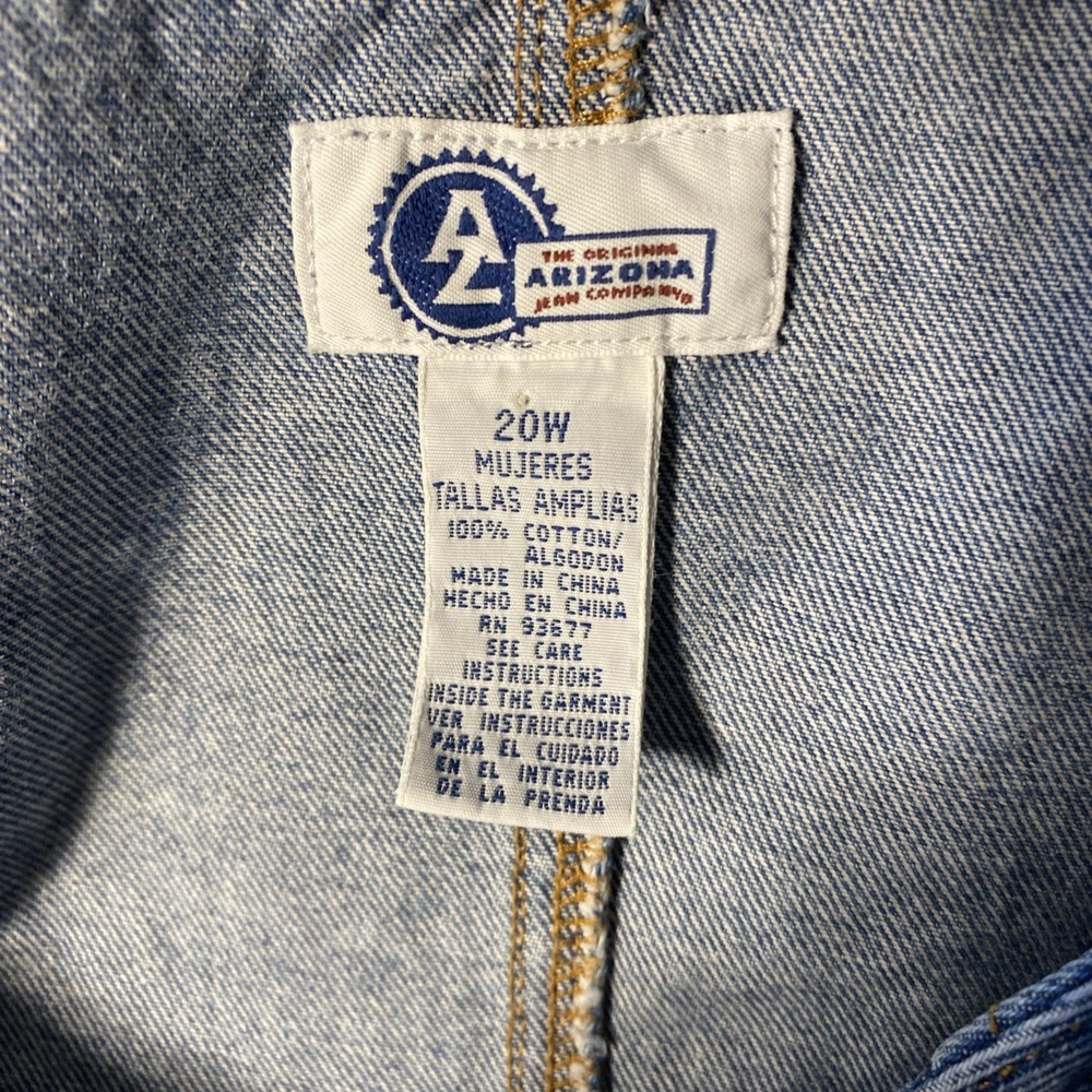 Vintage Arizona  Jumper Dress 20W Blue Denim Knee Length Front Pockets Overall - Picture 6 of 6